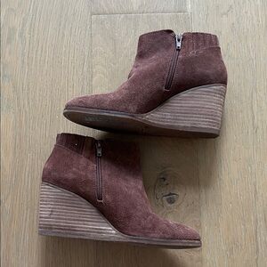 Lucky Brand Chocolate Suede Wedge Booties